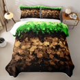 thumbnail image 2 of Erosebridal Pixel Grass Block Bed Spread Queen for Boys, Brown Green Game Queen Coverlet Set, 3-Piece, 2 of 7