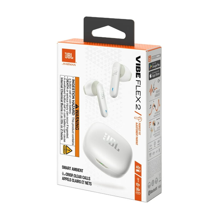 JBL Vibe Flex 2 - True Wireless Earbuds - White - Walmart.com