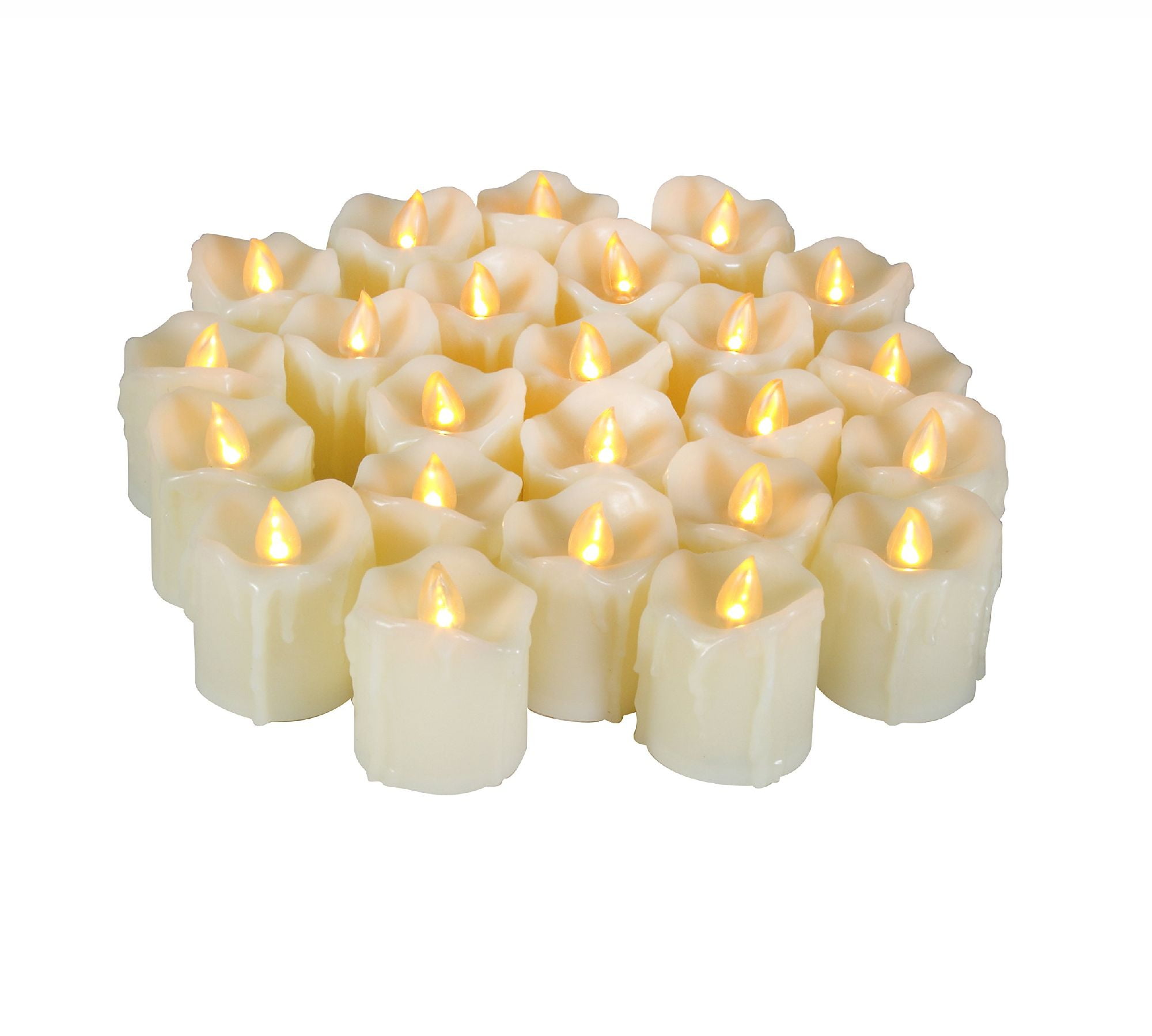 6PCS Flameless Battery Operated LED Votive Candles with Remote Drips 1.5”x2” 
