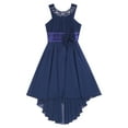thumbnail image 5 of Hansber Sleeveless Wedding Flower Girls Dress High-Low Pleated Chiffon Junior Bridesmaid Dresses Formal Party Gowns Navy Blue 8, 5 of 7