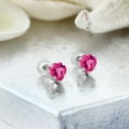 thumbnail image 3 of Gem Stone King 1.60 Ct Heart Shape 6mm Pink Created Sapphire 10K White Gold Stud Earrings for Women Men, 3 of 3