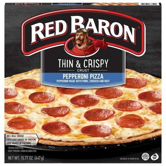 Red Baron Pepperoni Thin Crust Frozen Pizza, 15.78 oz