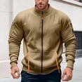 thumbnail image 5 of Mens Warm Sweatshirts Zip Up Jacket Lightweight Athletic Street Running Gym Mens Warm Clothing,Khaki,S, 5 of 6