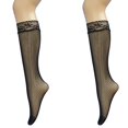 thumbnail image 2 of Baikeli Women's Lace Knee High Stockings Casual Black Sheer Sock Cute Jacquard Lace Calf Socks Girls Stretchy Breathable Hollow Black Knee High Sock Flower Fishnet Sheer Sock Black Free Size, 2 of 6