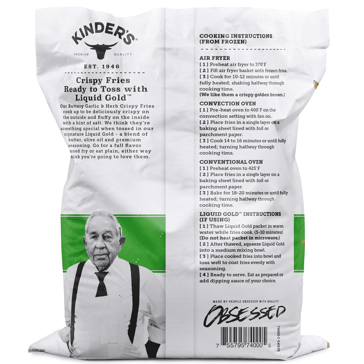 Kinder's Buttery Garlic and Herb Frozen Crispy Fries, 18 oz Bag