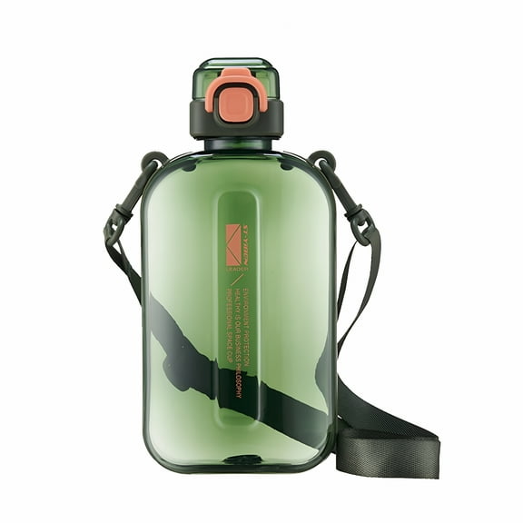 ACDANC 24 Oz Flat Water Bottle Travel Flask Portable Square Water Bottle Leakproof Slim Water Bottles for Purse Travel Sports Water Cup Reusable Green