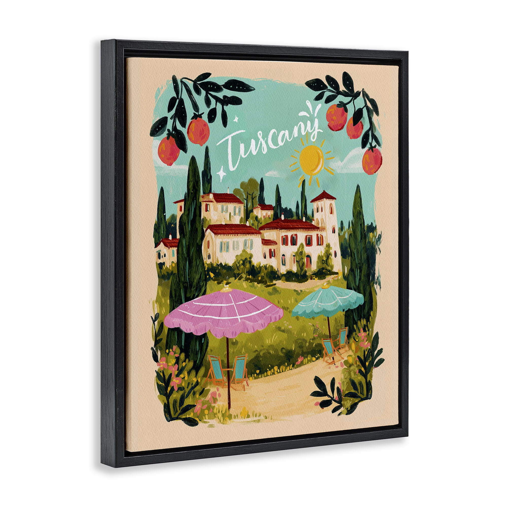 Fruit Bordered Tuscany Black Framed Floater Canvas Wall Art, design by Yen