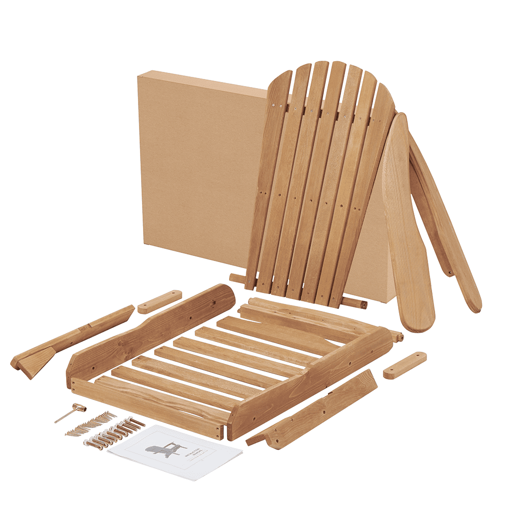 Hitop&nbsp;Wooden Outdoor Folding Adirondack Chair Set of 2 Wood Lounge Patio Chair for Garden,Garden, Lawn, Backyard, Deck, Pool Side, Fire Pit,Half Assembled,