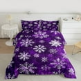 thumbnail image 2 of Manfei Chic Snowflakes Bedding Comforter Set, Merry Xmas Christmas Twin Comforter Sets, Purple White Bedding Set, Ultra Soft Home Decor, Reversible 2pcs, 2 of 8