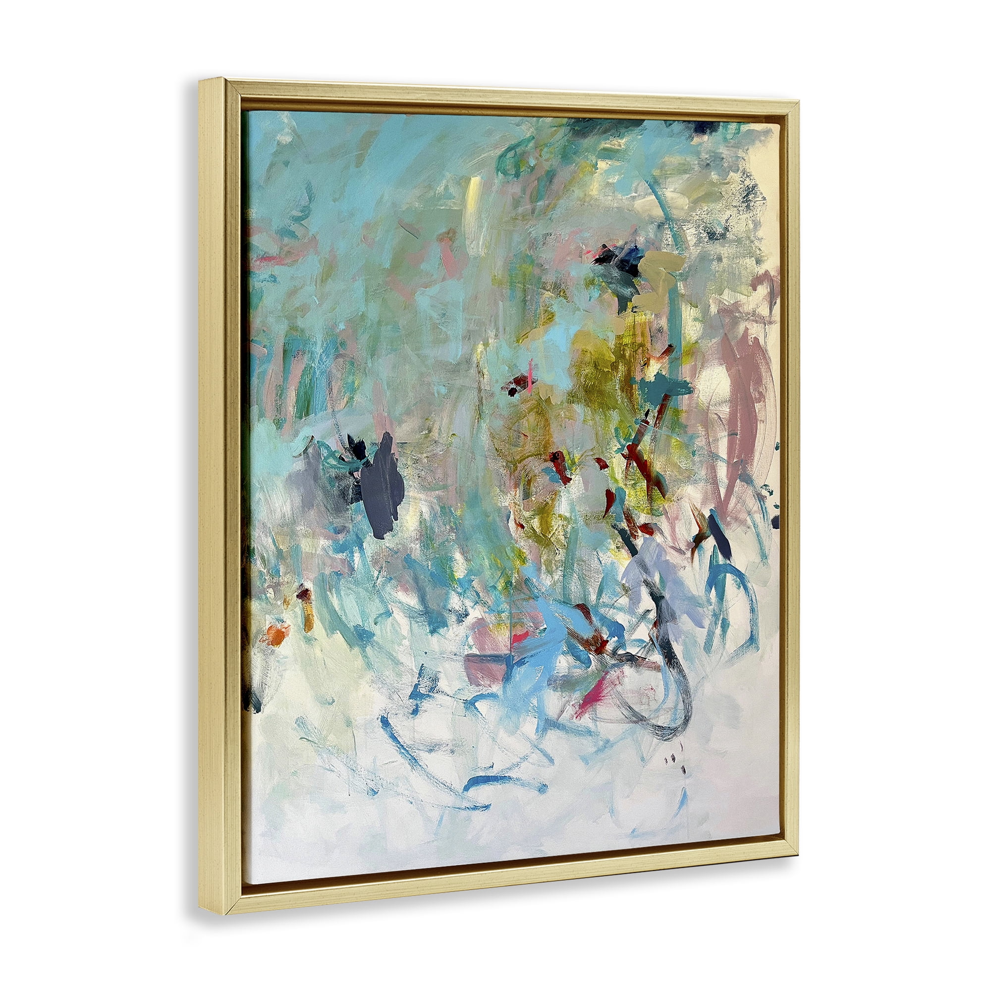 Stupell Industries Chaotic Ombre Scribble Abstract Painting Gold Floater Framed Canvas Art Print Wall Art, 17 x 21