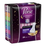 Poise Overnight Women's Ultimate - Extra Coverage Postpartum Incontinence Pads, 24 Count