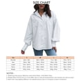 thumbnail image 5 of Women Shirt Turn Down Collar Pure Color Single Breasted Lantern Sleeves Casual Fit Blouse White L, 5 of 5