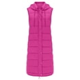 thumbnail image 6 of Womens Puffer Vest Sleeveless Hooded Long Quilted Vests Zip Up Lightweight Puffy Winter Jackets Gilet with Pockets, 6 of 7