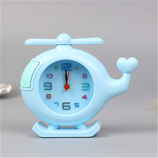 Alarm clock Cute Cartoon Airplane Pattern Alarm Clock Kids Decoration Bedroom Toys Children Table Clock Colorful Desk Watch Student (Color : A)