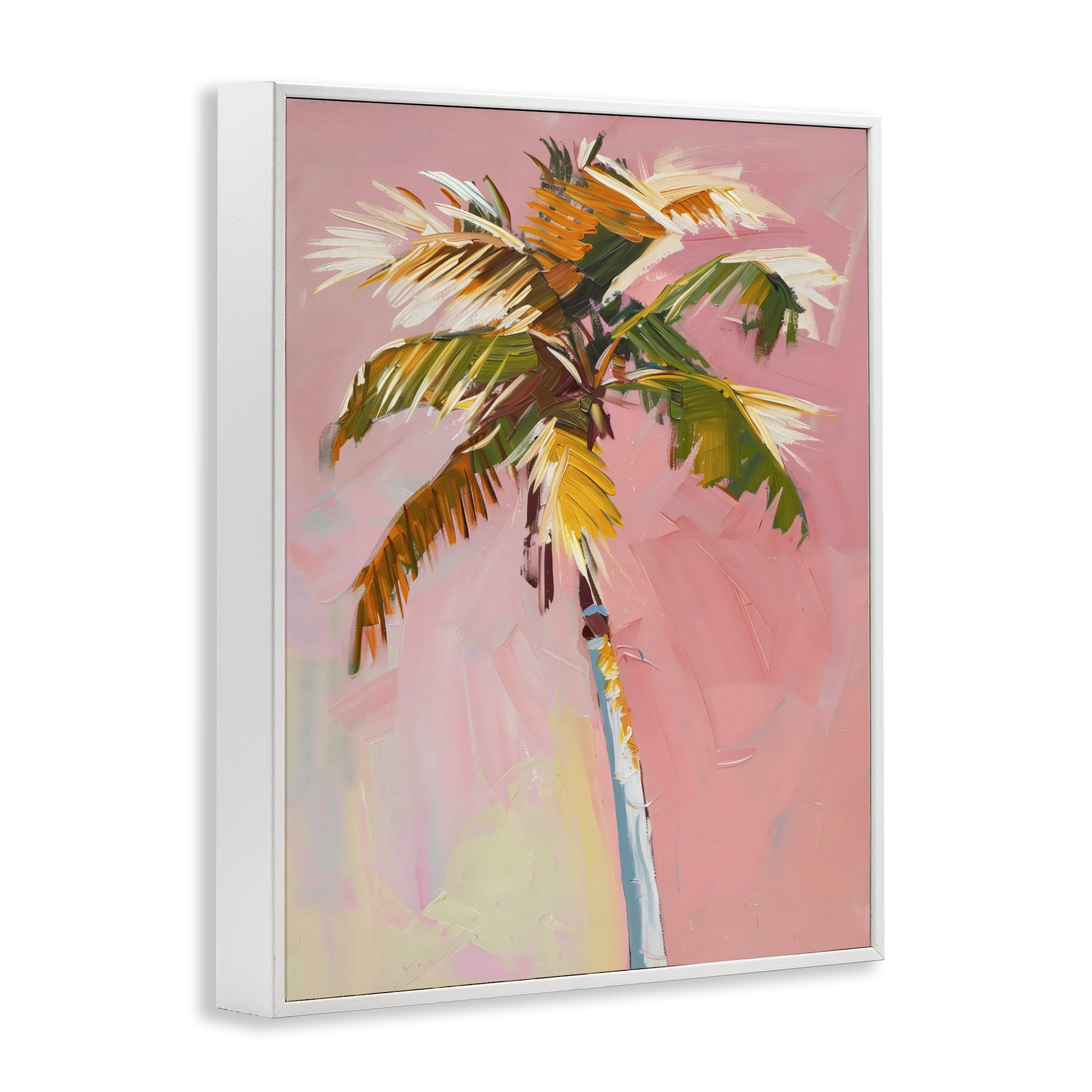 Stupell Industries Pink Palm Summer Oasis White Framed Giclee Art, design by The Prints Vibe