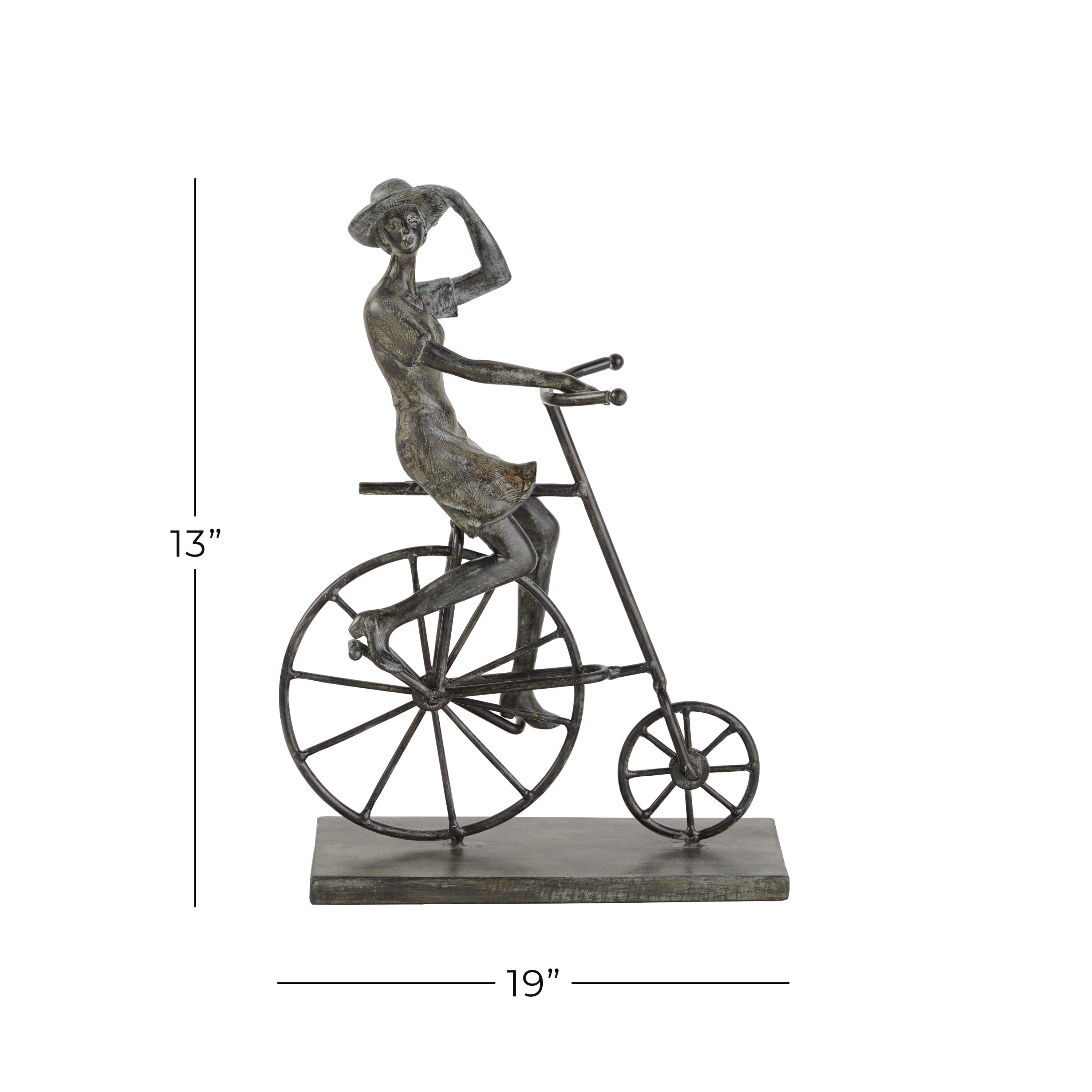 DecMode 9"W, 13"H Polystone Traditional Bicycle Sculpture, Bronze