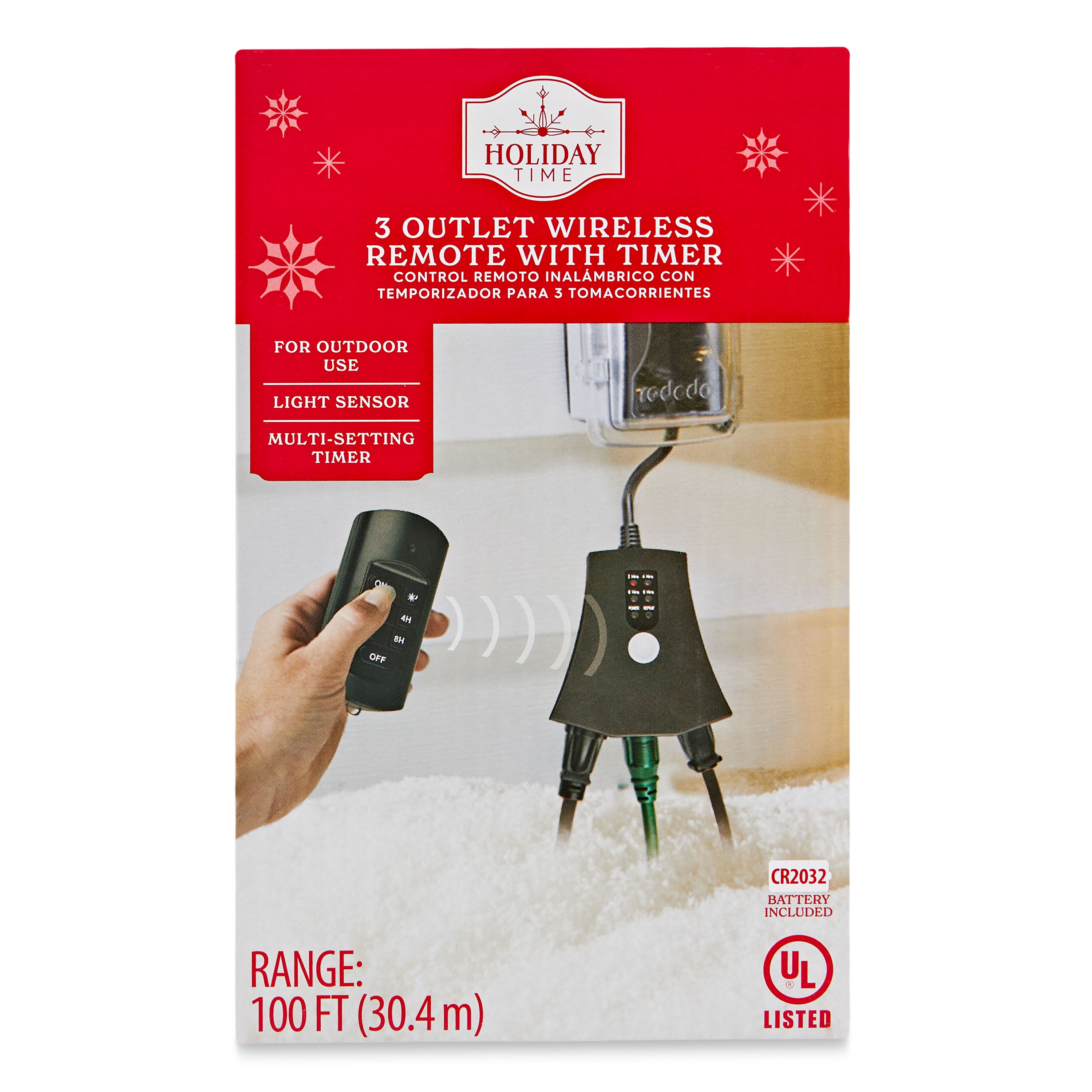 Holiday Time 3 Outlet Wireless Remote with Timer, Black 