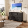 thumbnail image 2 of Buffet Cabinet with Drawers, 56" Large Sideboard Buffet Storage Cabinet with Shelves and Doors, Wave Base Design, Multi-Purpose Buffet Table with Charging Station for Living Room,Dining Room,Black, 2 of 8