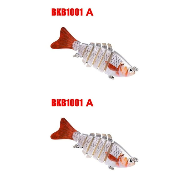 Soidarity Señuelo de pesca Crankbait de 10cm, cebo de natación de 7 segmentos, señuelo de pesca de simulación, Crankbait Swimbait con anzuelo A 2Conjunto
