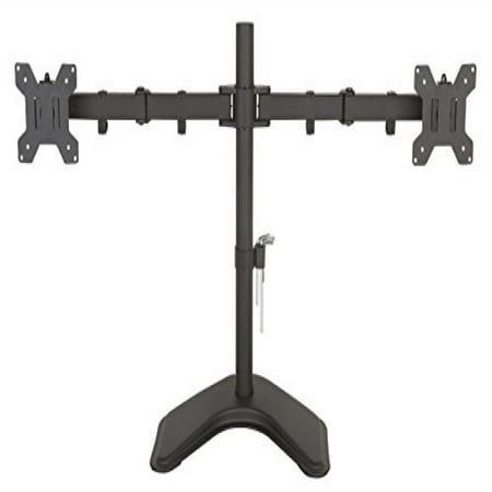Screen Display Horizontal (EZM Basic Horizontal Dual Free Standing Monitor Mount Stand with Grommet Mount Option Up to 27