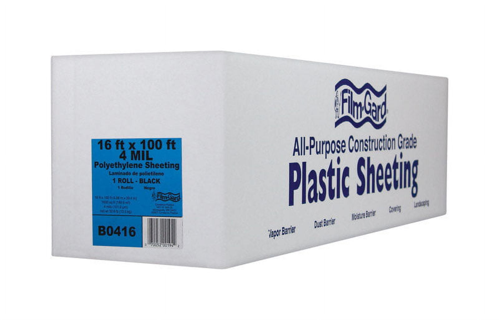 Berry Plastics Film-Gard Polyethylene Sheeting - 8' X 100', 4mil Black Plastic Roll