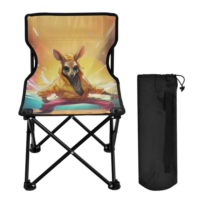 Cool Kangaroo Dancing Portable Camping Chair Small for Kids Outdoor Folding Beach Chair Fishing Chair Lawn Chair with Carry Bag