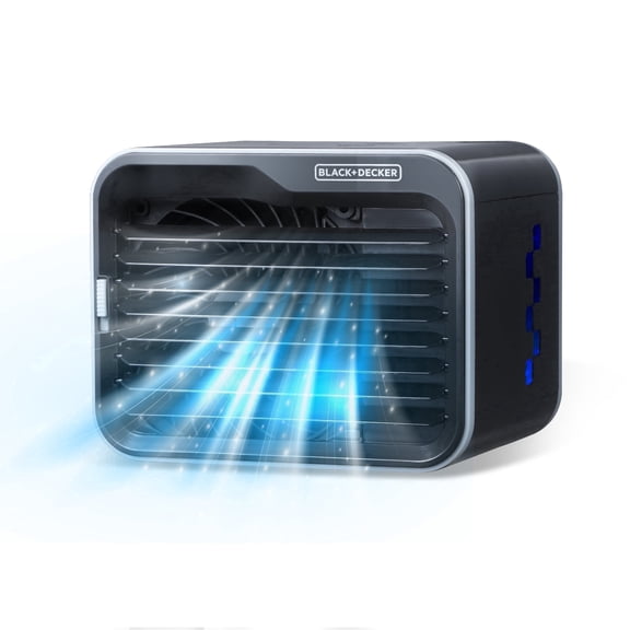 BLACK DECKER Desktop Air Cooler, Personal Portable Fan with 3-Speeds, Evaporative Air Cooler with 0.5L Water Tank, Air Cooler Fan for Desk, Home, Office, Bedroom, and more, BDMC10B, Black