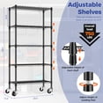 thumbnail image 5 of Glovv 5-Tier Heavy Duty Steel Wire Shelving Unit Adjustable Storage Shelves Metal Shelving Organizer for Kitchen, Bathroom, Garage, 14"D x 30"W x 60"H Wire Rack, Black, 5 of 8