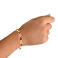 thumbnail image 7 of 18K Yellow Gold Plated Silver Simulated Red Garnet & White Natural Diamond Gemstone Birthstone Tennis Bolo Adjustable Bracelet For Women (6.37 Cttw, Oval Fully Adjustable Up to 9 Inch), 7 of 7