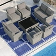 thumbnail image 4 of Costway 8 PCS Patio Furniture Set with 4 Rattan Chairs Loveseat Coffee Table Cushions, 4 of 9