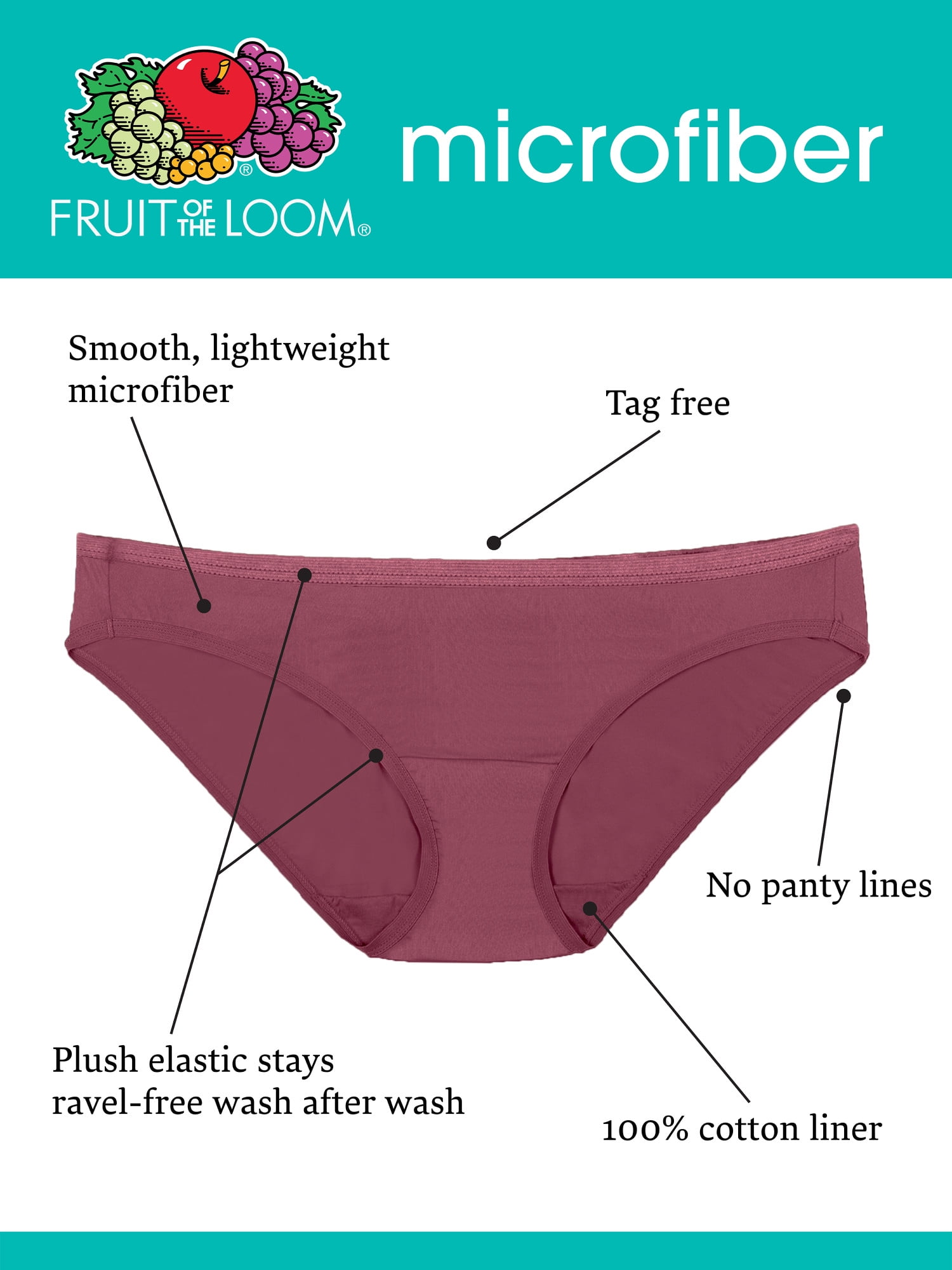 Fit for Me by Fruit of the Loom Women's Plus Size Microfiber Brief Underwear,  6 Pack 