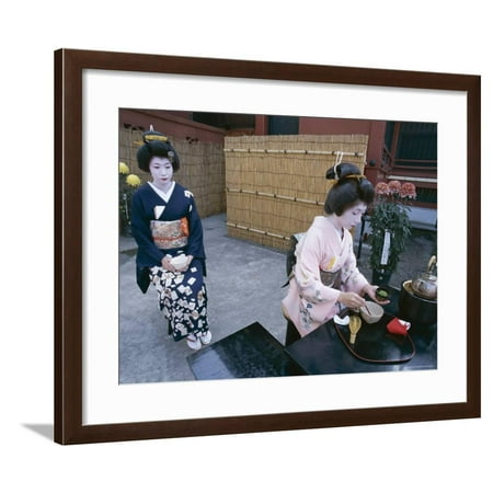 Apprentice Geisha (Maiko) Performing Tea Ceremony, Tokyo, Honshu, Japan Framed Print Wall