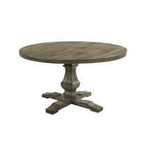 Best Master Furniture Transitional Round Dining Table with Pedestal Base, Reclaimed Weather Grey
