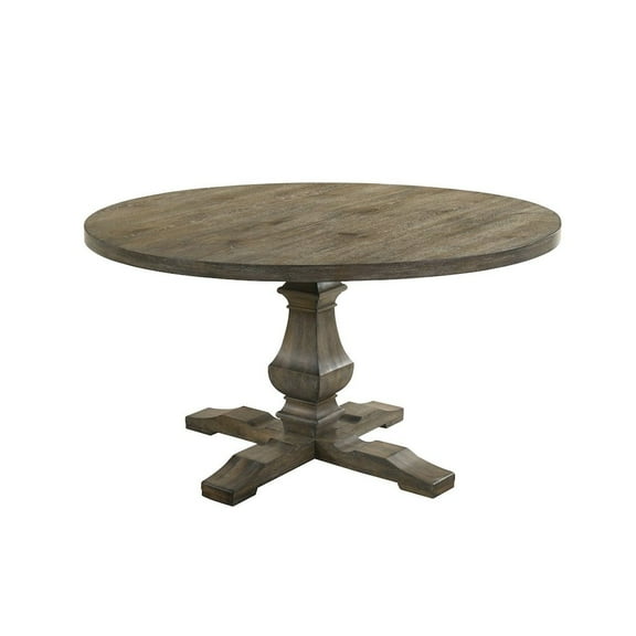 Best Master Furniture Transitional Round Dining Table with Pedestal Base, Reclaimed Weather Grey