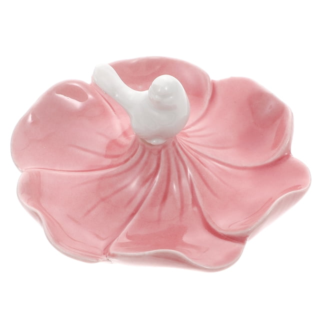 Shisuyan European Style Ceramic Jewelry Tray Organizer Decorative White Bird Jewelry Dish (Random Style)