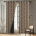 thumbnail image 4 of Vargottam Room Darkening Curtains - Arch Fan Motif Pattern, Set of 2 Panels, 42" x 72" - Grommet-Top Blackout Window/Door Drapes for Bedroom, Nursery & Living Room - Brown, 4 of 9