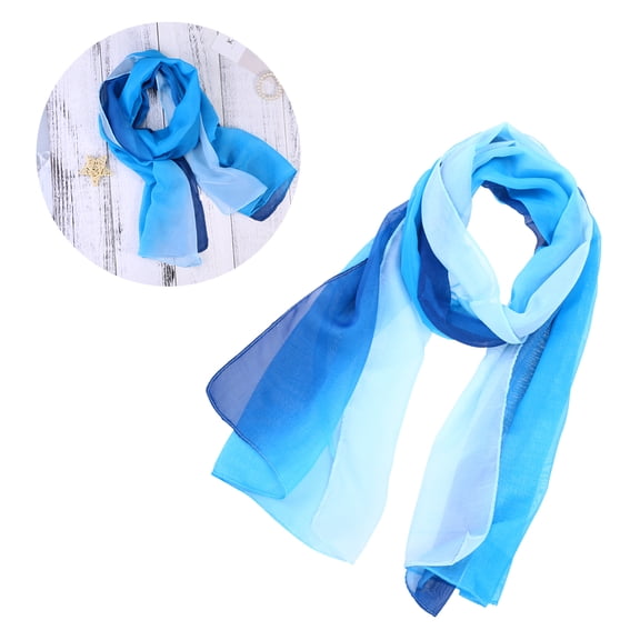 WHAMVOX Skyblue Chiffon Women Scarf with Gradient Color Design and Lightweight for Wearing 27.5 inches