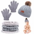 thumbnail image 1 of Thinson Children's hat, scarf, gloves, three piece set, gray, 1 of 9