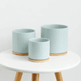 thumbnail image 2 of YI LIGHTING LED 4.5” x 4.5” x 4.5” Round Light Blue Ceramic Flowers Pot (2 Count), 2 of 3