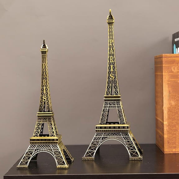 DEEPCRAFF 5-Piece Dark Brown Metal Eiffel Tower Desktop Sculpture Set for Office, Home, and Outdoor Decoration