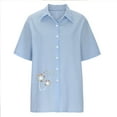 thumbnail image 4 of Mefallenssiah Chemise à Manches Courtes Imprimée pour Femmes, Col Rabattu, Boutons, Blouse Unie, 4 of 5