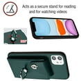 thumbnail image 3 of Wallet Case Compatible for iPhone 11 with Card Holder, Rotation Finger Ring Kickstand Card Slots Case, Classic PU Leather Shockproof Magnetic Button Cover for iPhone 11, Green, 3 of 6