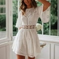 thumbnail image 6 of Women's 2025 Summer Backless Hollow Tassel Imitation Cotton Dress for Women White,XL, 6 of 6