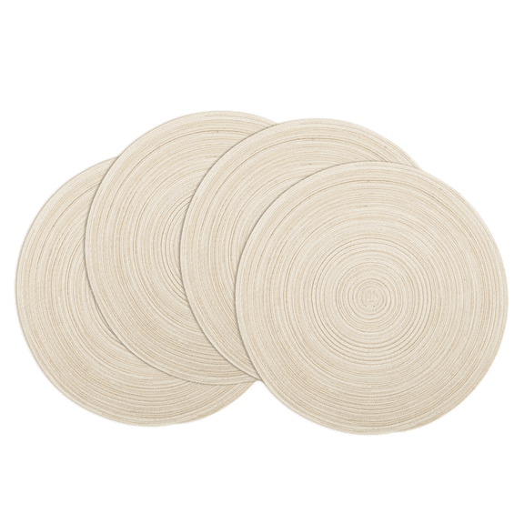Round Braided Placemats Set of 4 Washable Place Mats for Dining Tables 15 inch Non Slip Kitchen Table Mats (Beige, 4)