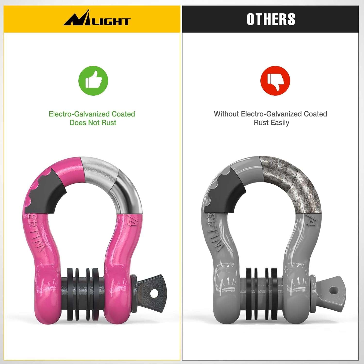 Nilight D-Ring Shackles 2 Pack Heavy Duty Off-Road Recovery Towing for Jeep ATV UTV Trucks SUV