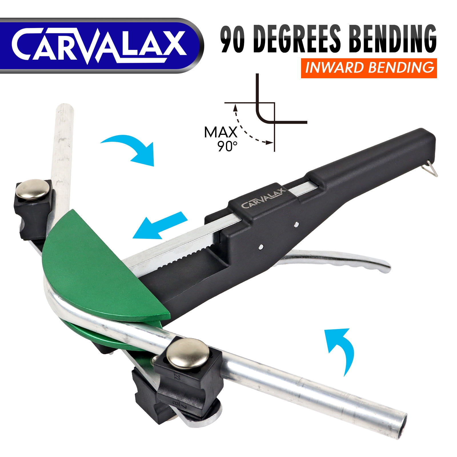 90° Ratcheting Pipe Tube Bender Set: 1/4" to 7/8" O.D. with 7-Color Aluminum Heads – LITE MODEL (No Reverse) with Tube Cutter & Deburring for HVAC, Air Conditioning and Hydraulic Applications