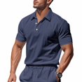 thumbnail image 7 of WTOBBY Men's Linen Short Sleeve Shirt Lightweight and Breathable, Casual Summer Beach Shirt, Solid Color Top for Golf, Vacation, and Relaxed Outdoor Wear,Navy M, 7 of 7