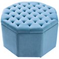 thumbnail image 3 of Posh Living Jeremiah Velvet  Upholstered Tufted Octagon Cocktail Storage Ottoman - Light Blue, 3 of 8