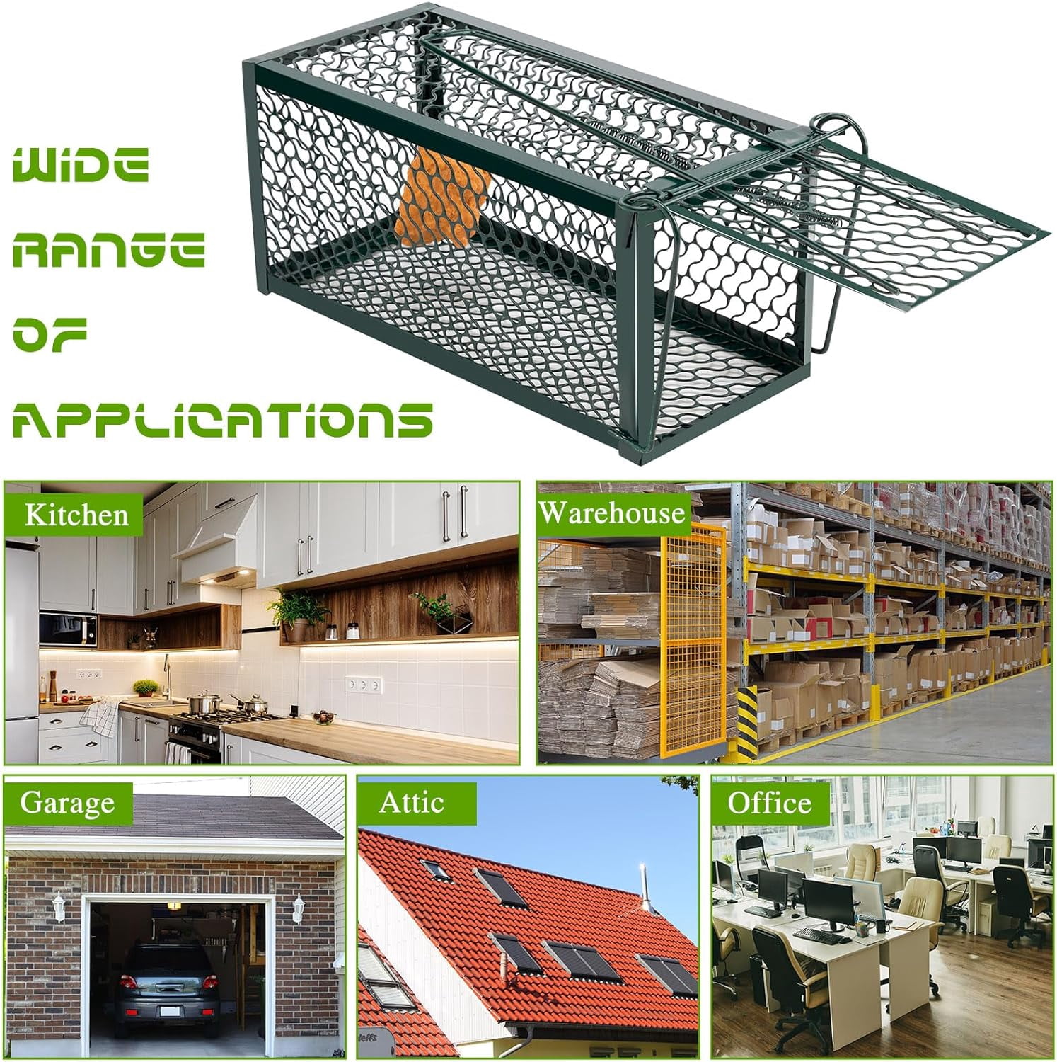 2 Pcs Humane Rat Trap Chipmunk Rodent Mouse Squirrel Trap Small Live Animal Mouse Voles Hamsters Live Cage Rat Mouse Cage for Mice Easy to Catch and Release (Green)