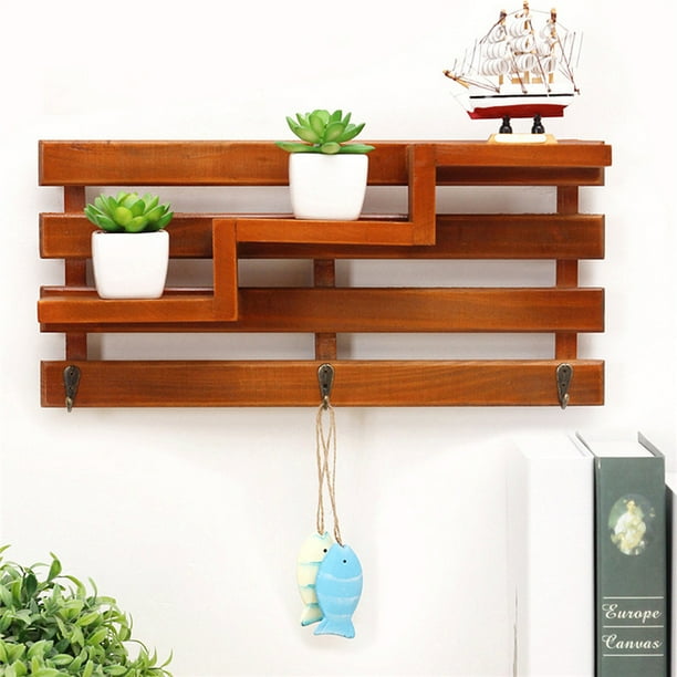 wooden wall shelves with brackets